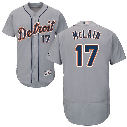 Tigers #17 Denny McLain Grey Flexbase Authentic Collection Stitched MLB Jersey - Click Image to Close